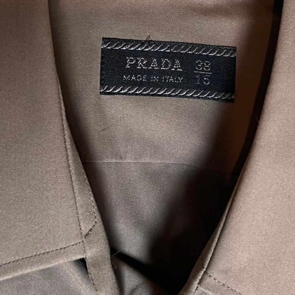 PRADA Mens green/taupe dress shirt like new size 38/15 - Worn once